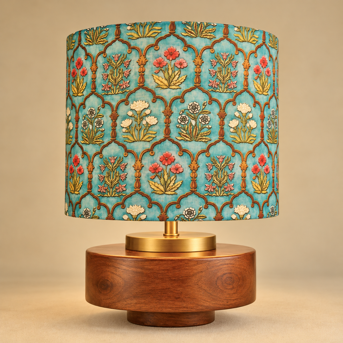 Solaza Guld | Bordlampa i Mangoträ med Vintage Design | Handgjord