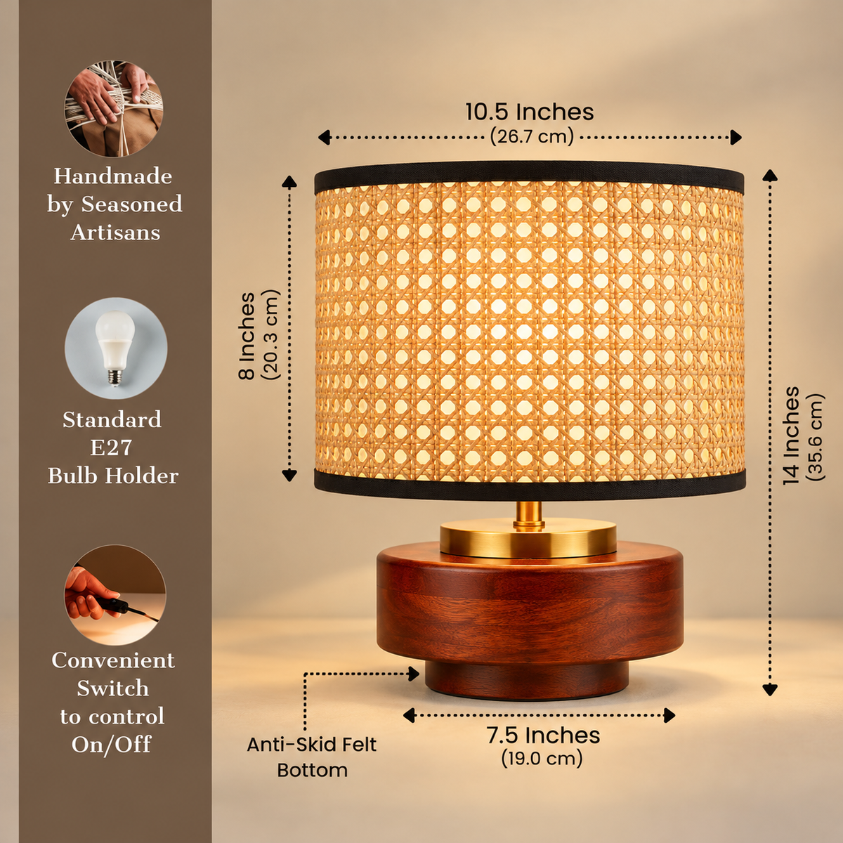 RIO Collection | Bordslampa i Mangoträ med Vintage Design | Handgjord