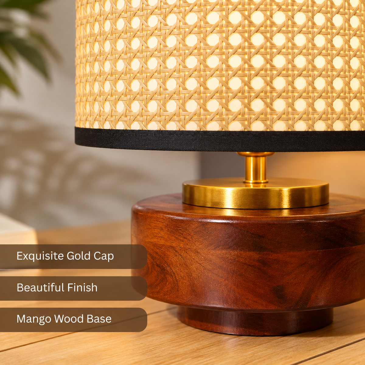 RIO Collection | Bordslampa i Mangoträ med Vintage Design | Handgjord
