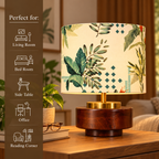 RIO Collection | Bordslampa i Mangoträ med Tropisk Silkesskärm | Handgjord