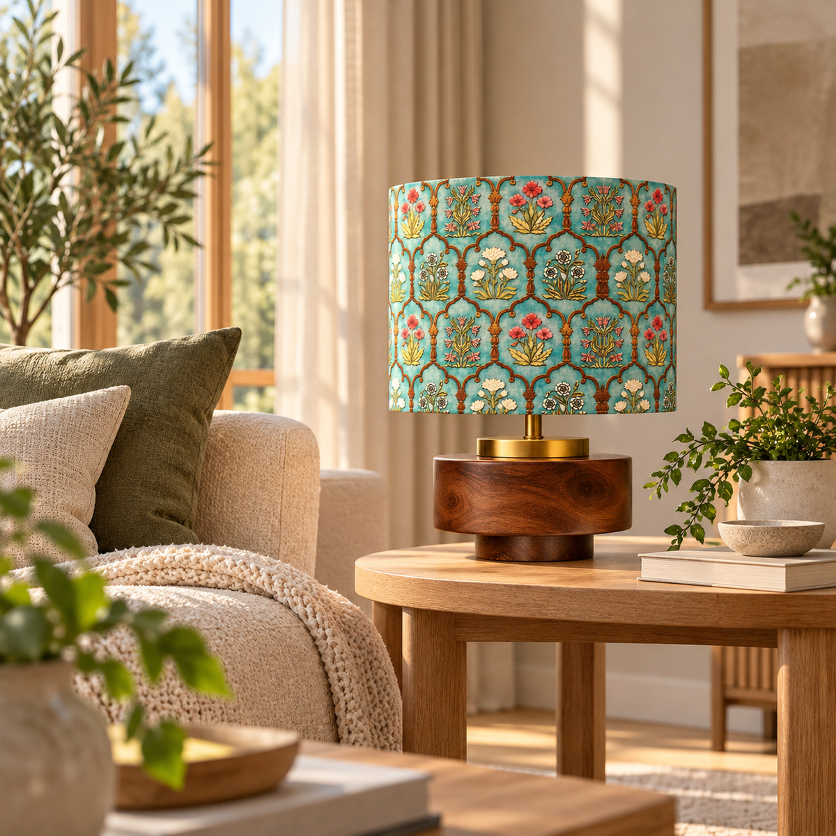 Solaza Guld | Bordlampa i Mangoträ med Vintage Design | Handgjord
