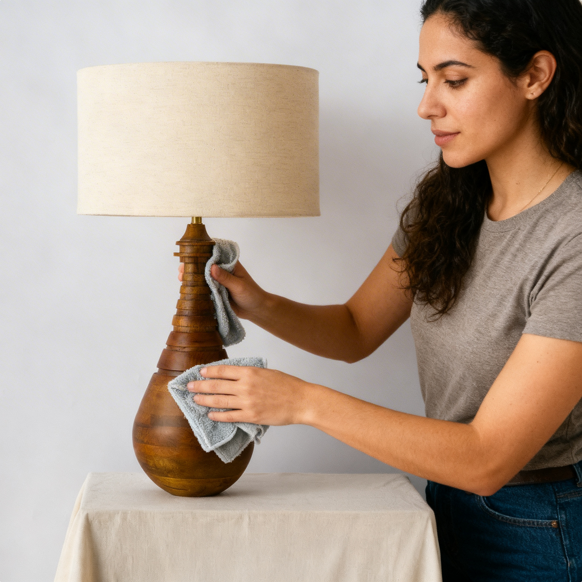 CafèLuxe | Elegant Kompakt Mörk Metall Bordslampa för Mysig Belysning 1