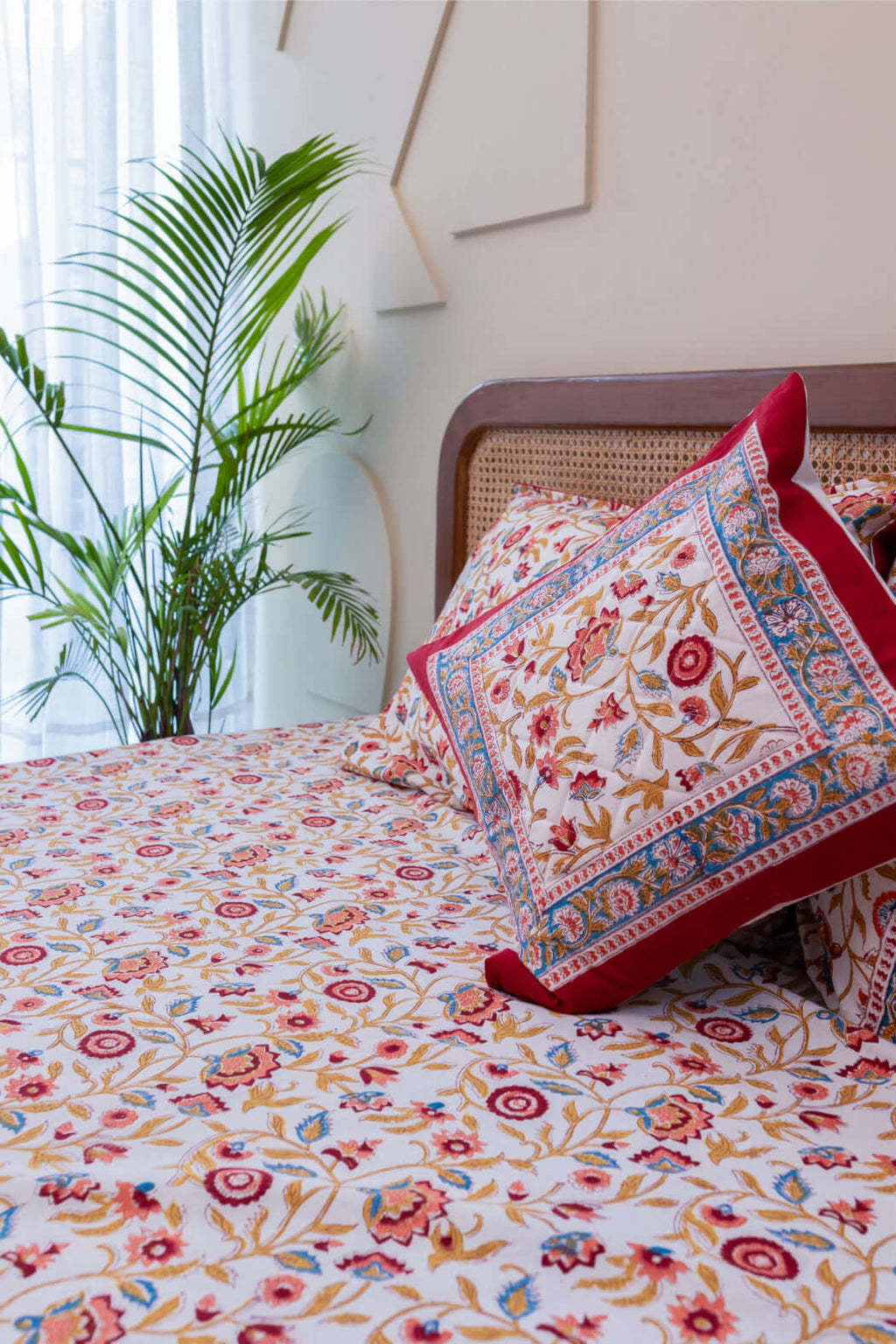 Calm Oasis | Premium Quilt Set i 100 % Bomull med Handblocktryck | King Size för Avkoppling och Lugna Nätter 2