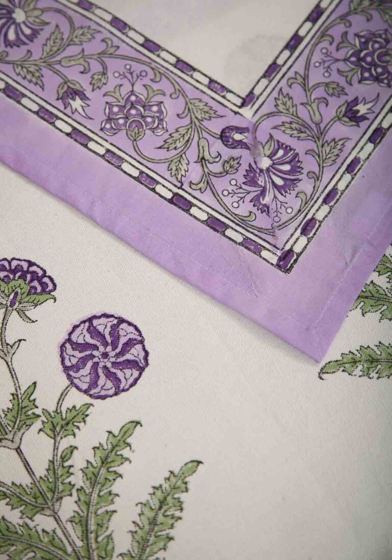 Diana Bud | Handblockstryck Bordstablett & Servettset i 100% Bomull | Elegant Dukning för Alla Tillfällen 5