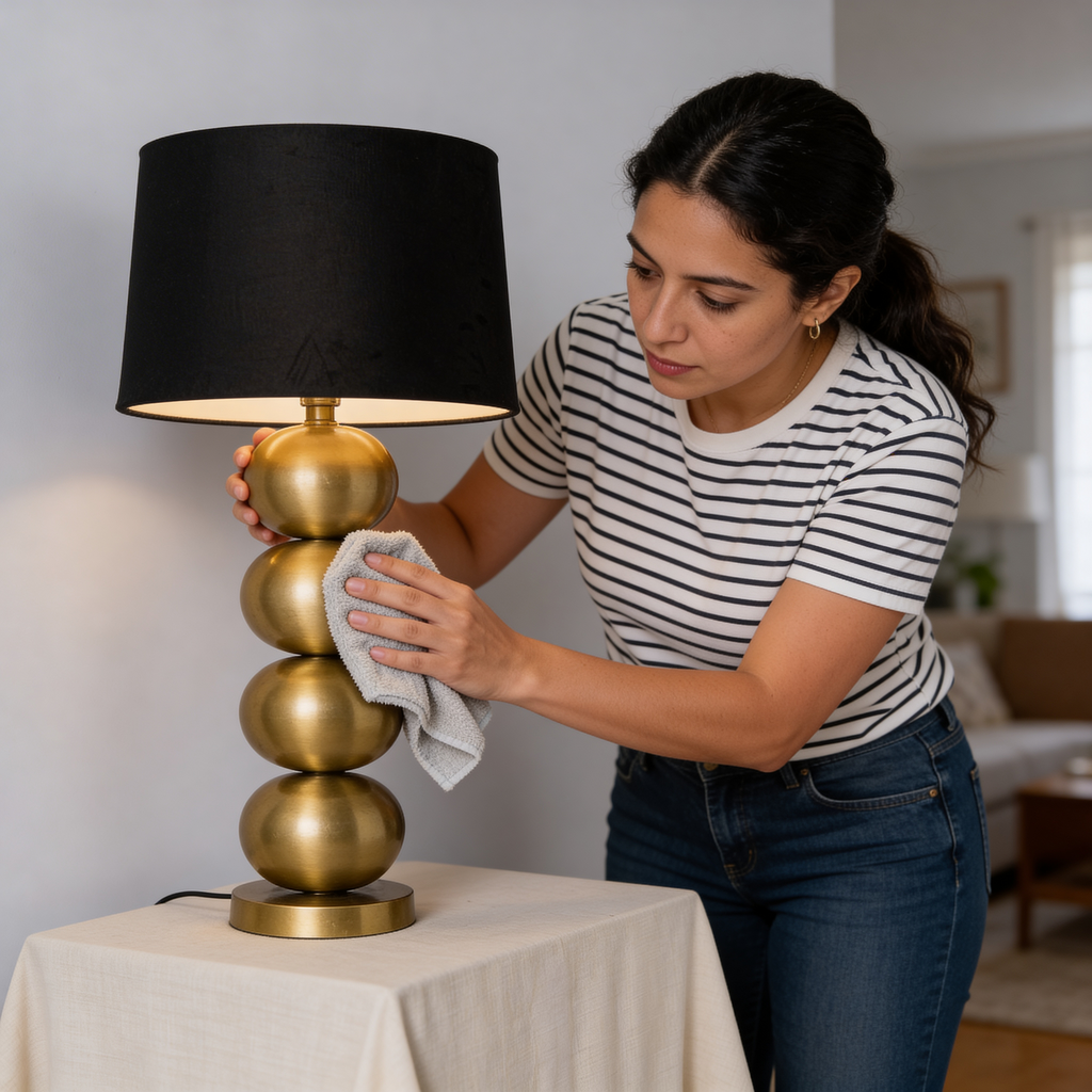 GuldAura | Elegant Liten Bordslampa i Mässing för Stilfull Belysning 5