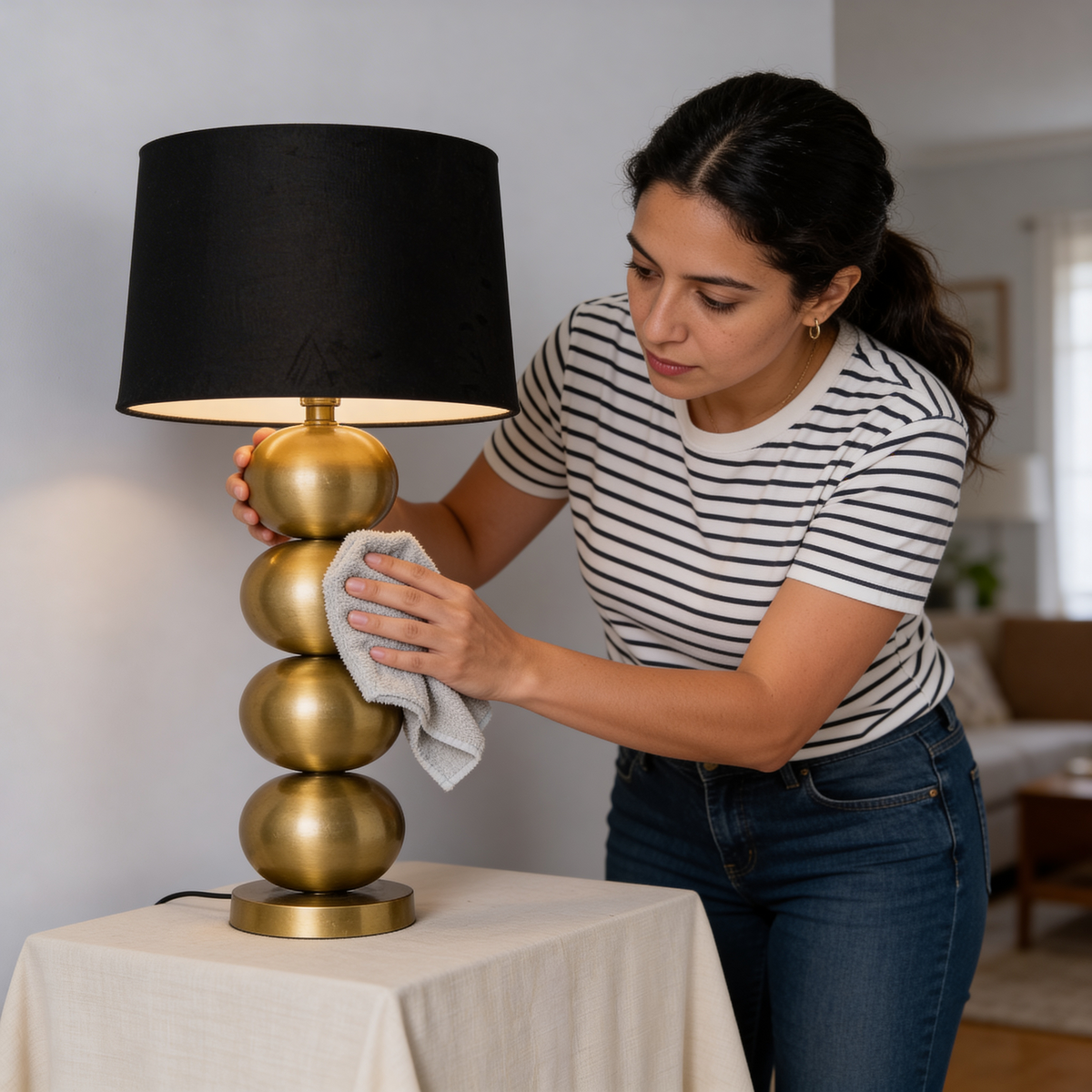 GuldAura | Elegant Liten Bordslampa i Mässing för Stilfull Belysning 5