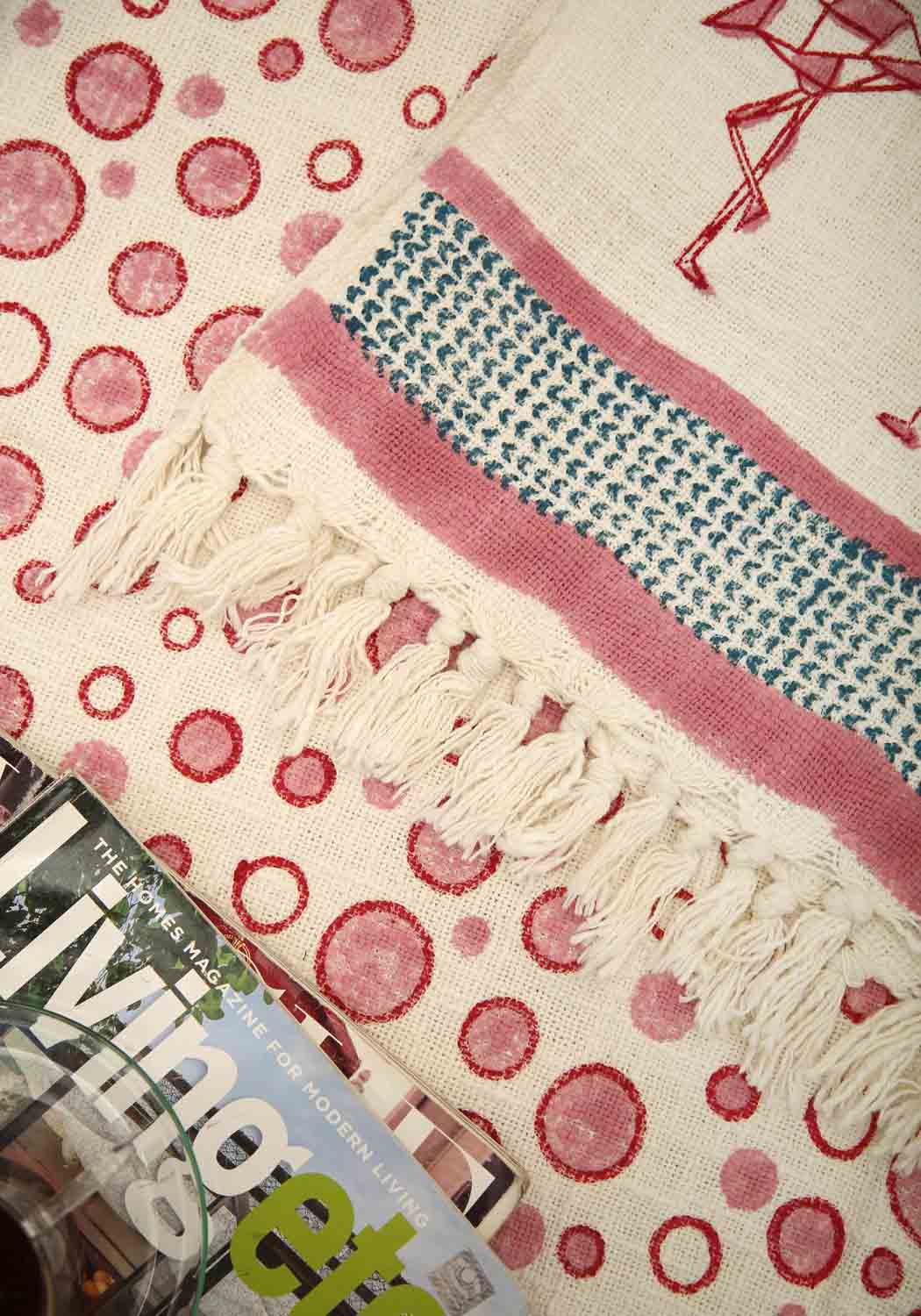 Handblocktryckt Filt i 100% Bomull med Elegant Design | Mörkrosa och Ljusrosa Kasta för Mysig Atmosfär 5
