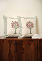 Handblocktryckt Kuddfodral i 100% Bomull med Vintage Design | Elegant Inredning för Hemmet 0