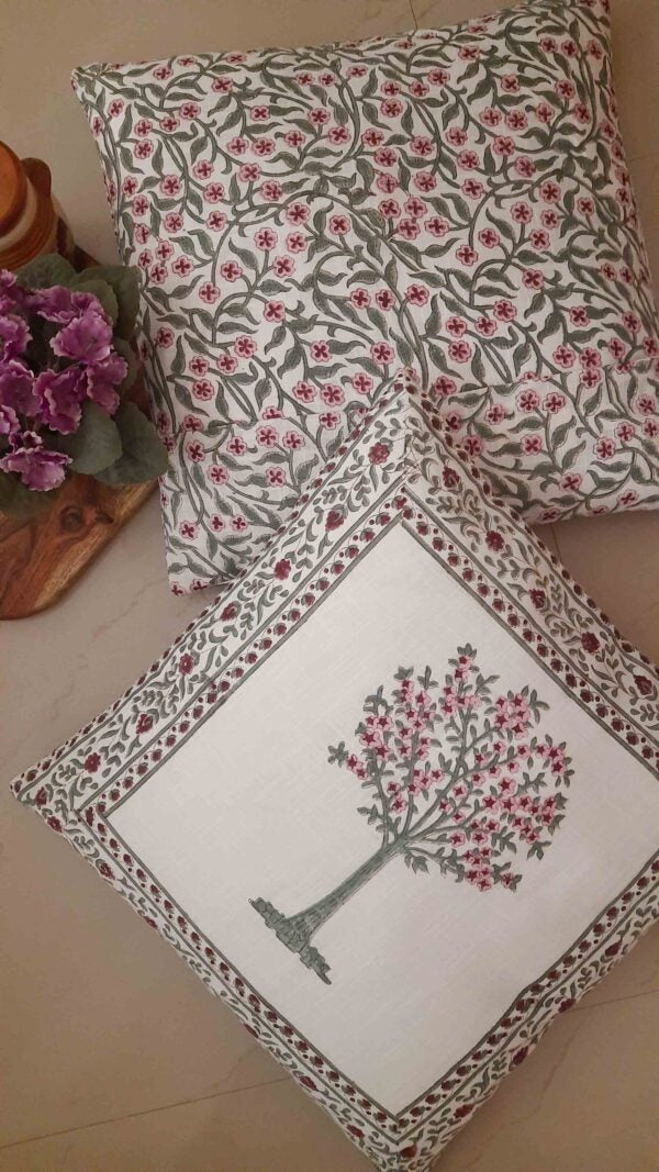 Handblocktryckt Kuddfodral i 100% Bomull med Vintage Design | Elegant Inredning för Hemmet 7