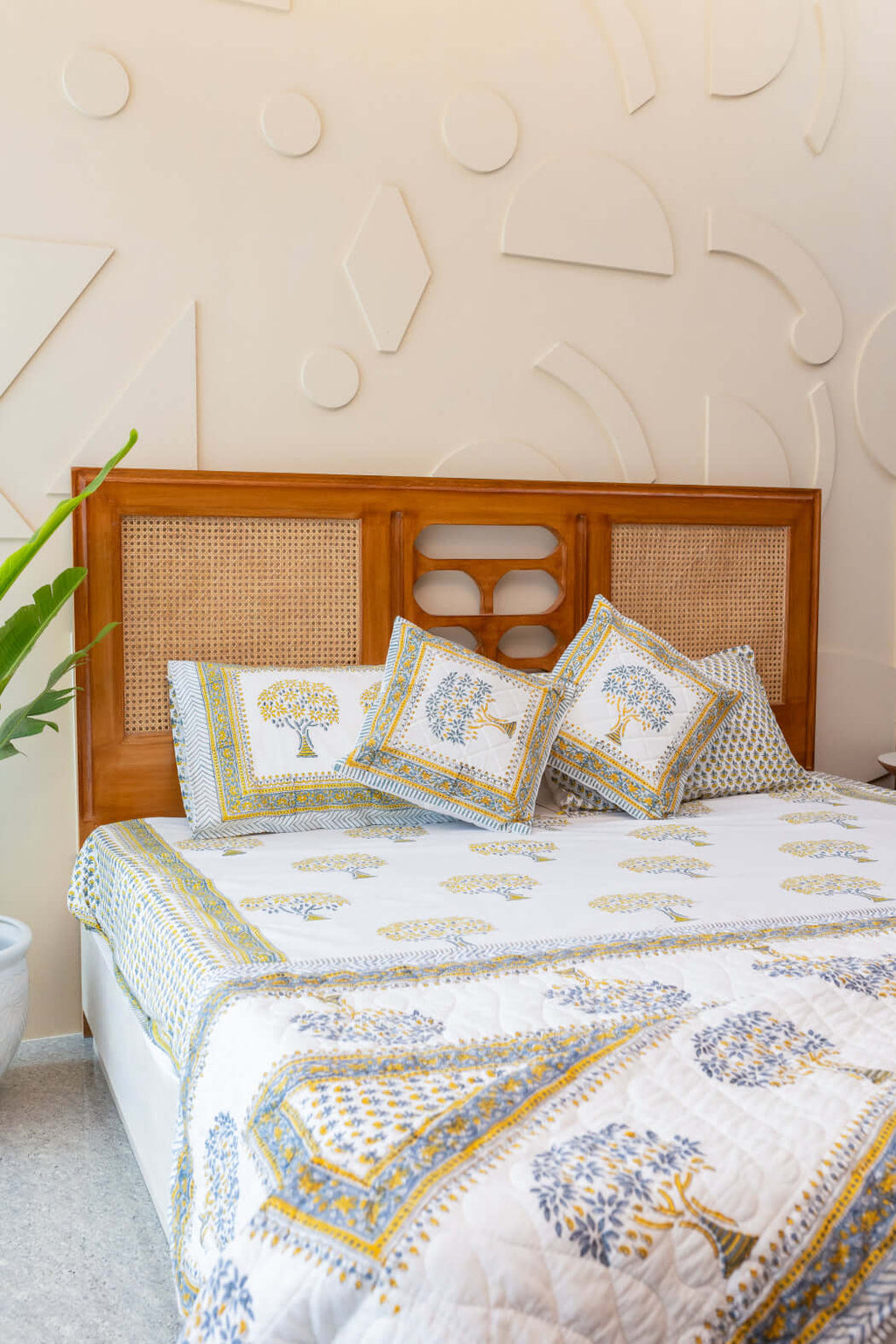 Heritage Blooms | Duntäcke i 100% Bomull med Handblocktryck | Vintage Design för Elegant Sovrumsinredning 2