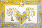 Heritage Blooms | Premium Bomull Bordstablett och Servettset med Handblocktryck | Vintage Charm för Elegant Inredning 1