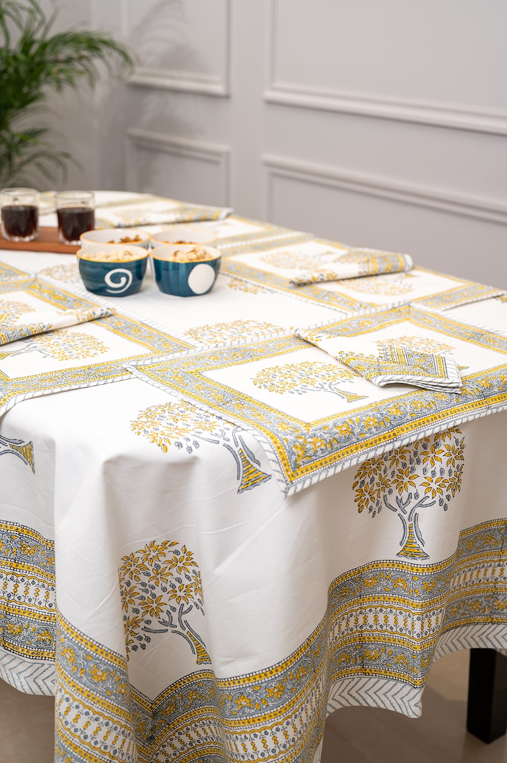 Heritage Blooms | Sänglinne Set i 100% Bomull med Handblocktryck | King Size för Tidlös Elegans 1
