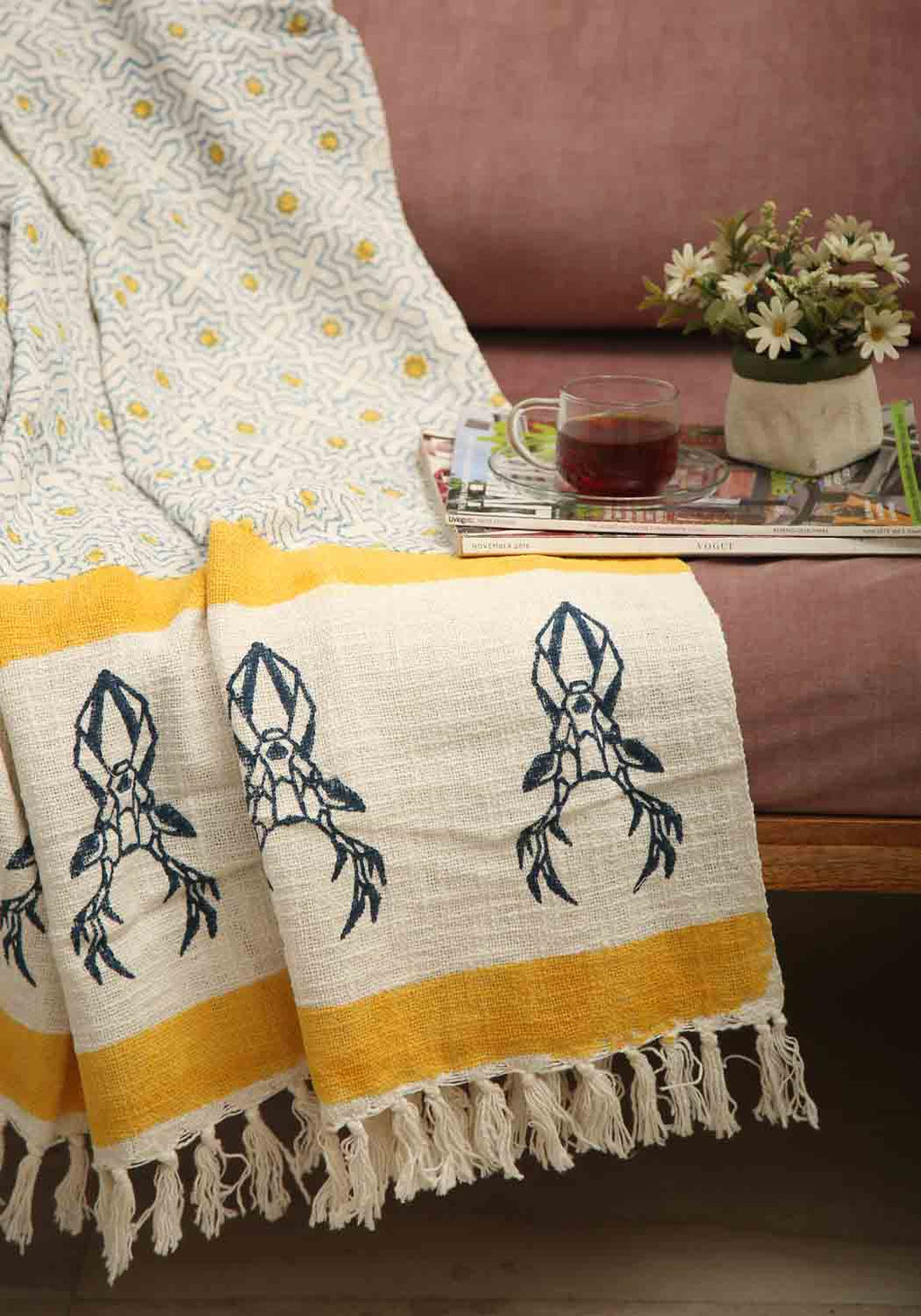 Muscari | Kasta i 100% Bomull med Handtryckt Design | Eleganta Färger för Ditt Sovrum 2