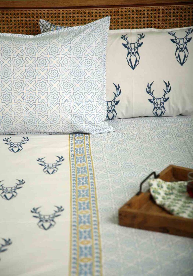 Muscari | Premium Lakan i Bomull med Handblockstryck | Elegant Design för Sovrummet 4