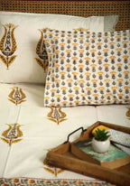 Olive Grace | Premium Bomull Lakan med Handblocktryck | Färgglad Design för Elegant Sovrum 1