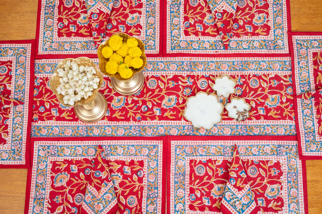 Royal Jaipur Harmony | Handblocktryckt Bordstablettset i Premium Bomull | Elegant Design för Lyxig Matsal 3