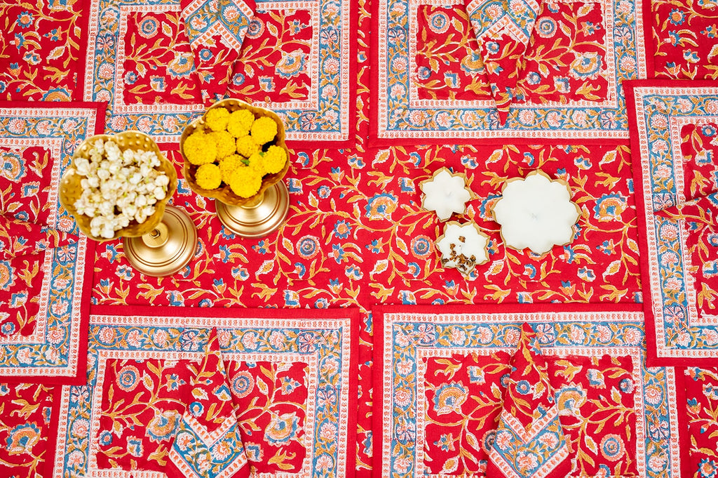 Royal Jaipur Harmony | Handblocktryckt Bordstablettset i Premium Bomull | Elegant Design för Lyxig Matsal 4