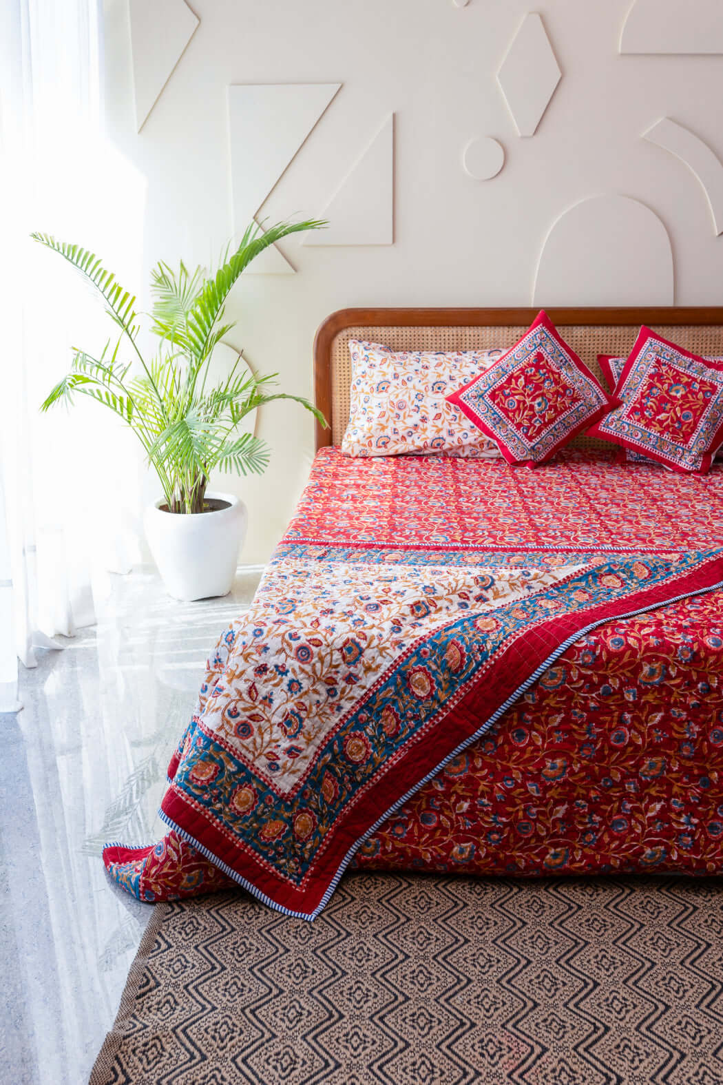 Royal Jaipur Harmony | Premium Sänglinne Set med Handblocktryck | King Size för Elegant Sovrum 0