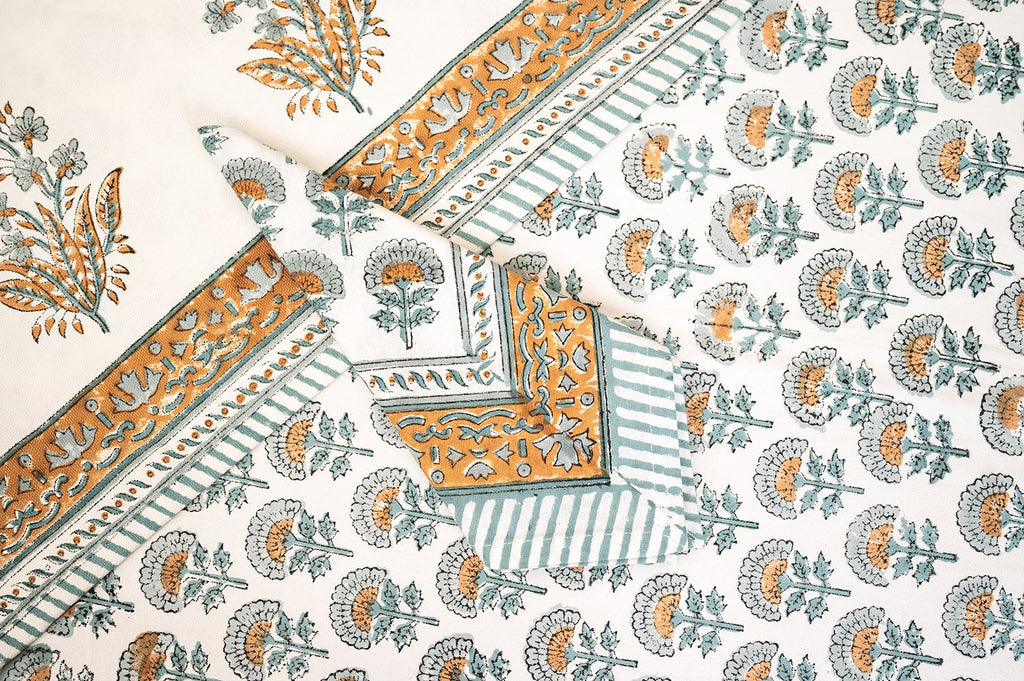 Rustik Charm | Premium Bordsservettset i 100% Bomull med Handblocktryck | Elegant Design för Varm Atmosfär 2