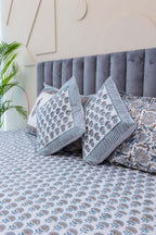 Rustik Charm | Premium Sänglinne Set med Handblocktryck i 100% Bomull | King Size för Mjuk och Bekväm Sömn 4