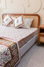 Serene Garden | Premium Quilt Set i 100% Bomull med Handblockstryck | Avkopplande Design för En Fridfull Sovmiljö 1