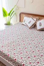 Serene Garden | Premium Quilt Set i 100% Bomull med Handblockstryck | Avkopplande Design för En Fridfull Sovmiljö 4