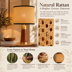 Solaza Natural | Mango Wood Table Lamp – Rattan Shade | Handmade
