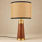 Solaza Natural | Mango Wood Table Lamp – Rattan Shade | Handmade