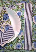 Tranquil Mist | Handblock Print Bordstablett Set med Eleganta Design | Traditionell Dukning för Hemmet 2