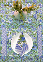 Tranquil Mist | Handblock Print Bordstablett Set med Eleganta Design | Traditionell Dukning för Hemmet 3